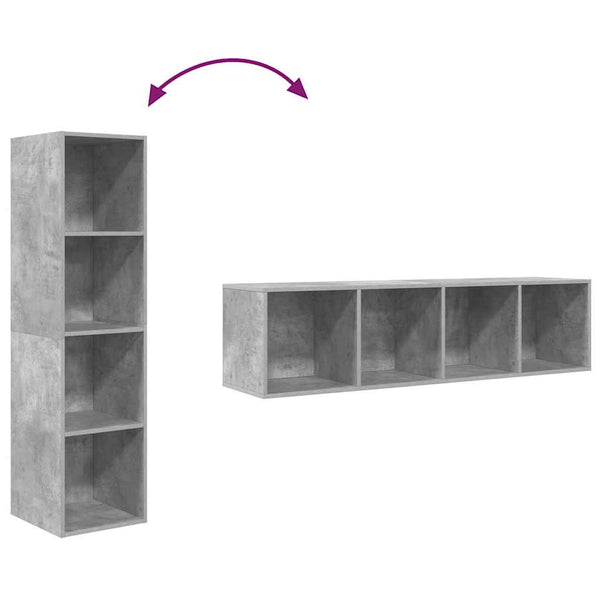 Betongrauer TV-Wandschrank 37x37x142,5 cm