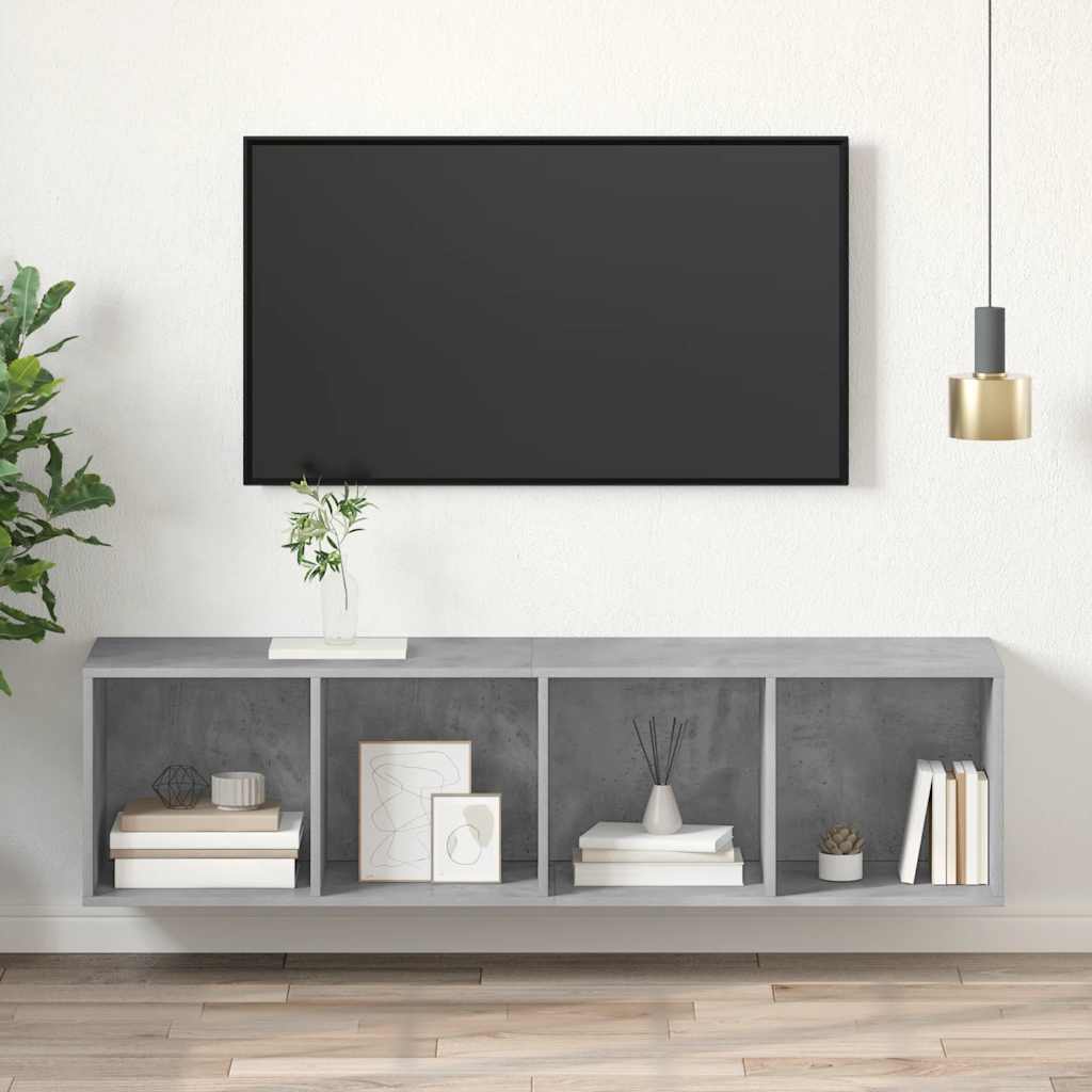 Betongrauer TV-Wandschrank 37x37x142,5 cm