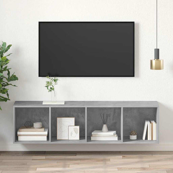 Betongrauer TV-Wandschrank 37x37x142,5 cm