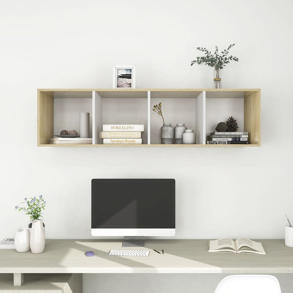 Meuble TV mural vidaXL chêne Sonoma blanc 37x37x142,5 cm bois d'ingénierie