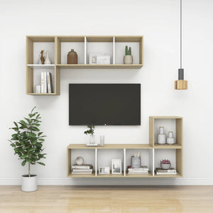 Meuble TV mural vidaXL chêne Sonoma blanc 37x37x142,5 cm bois d'ingénierie