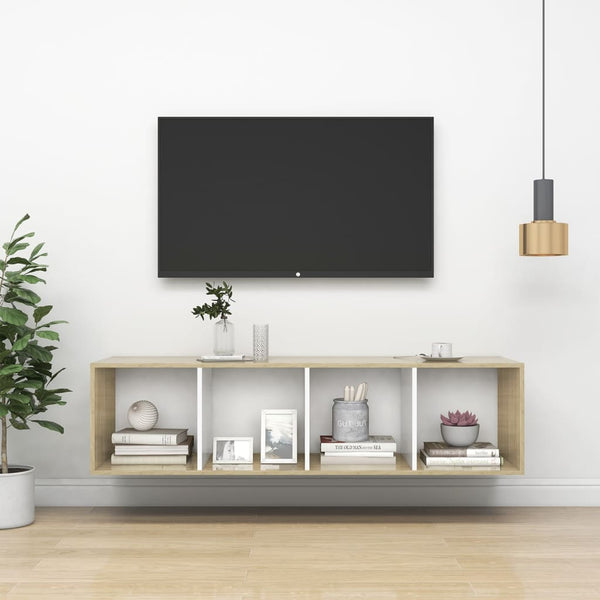 Meuble TV mural vidaXL chêne Sonoma blanc 37x37x142,5 cm bois d'ingénierie