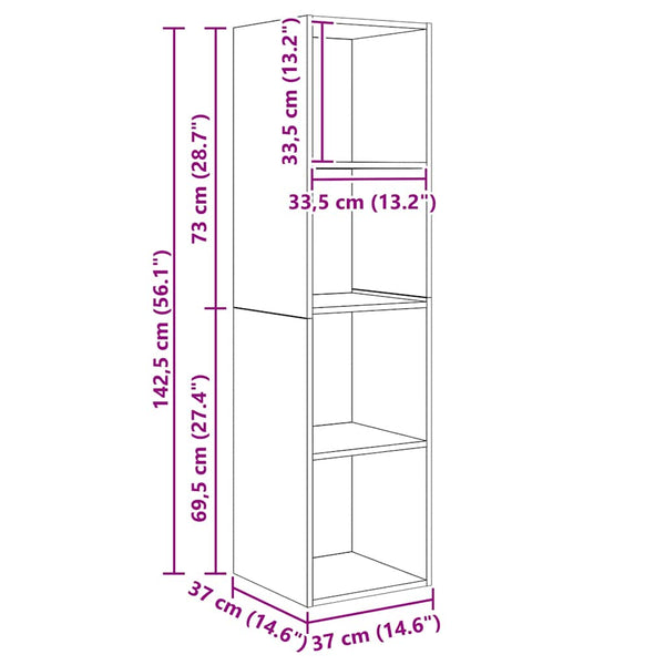 Hochglanz Grau TV-Wandschrank 37x37x142,5 cm