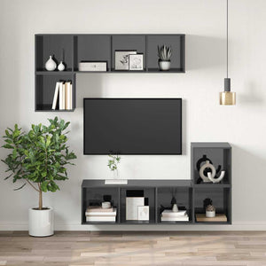 Hochglanz Grau TV-Wandschrank 37x37x142,5 cm