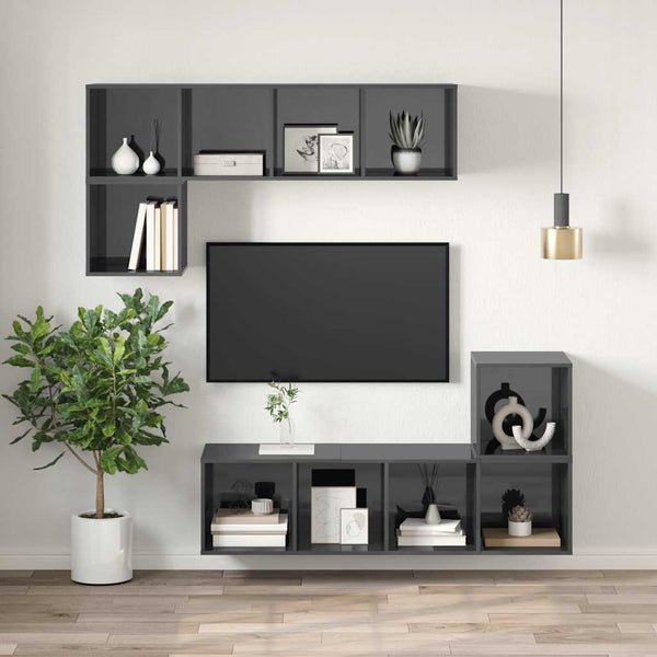 Hochglanz Grau TV-Wandschrank 37x37x142,5 cm