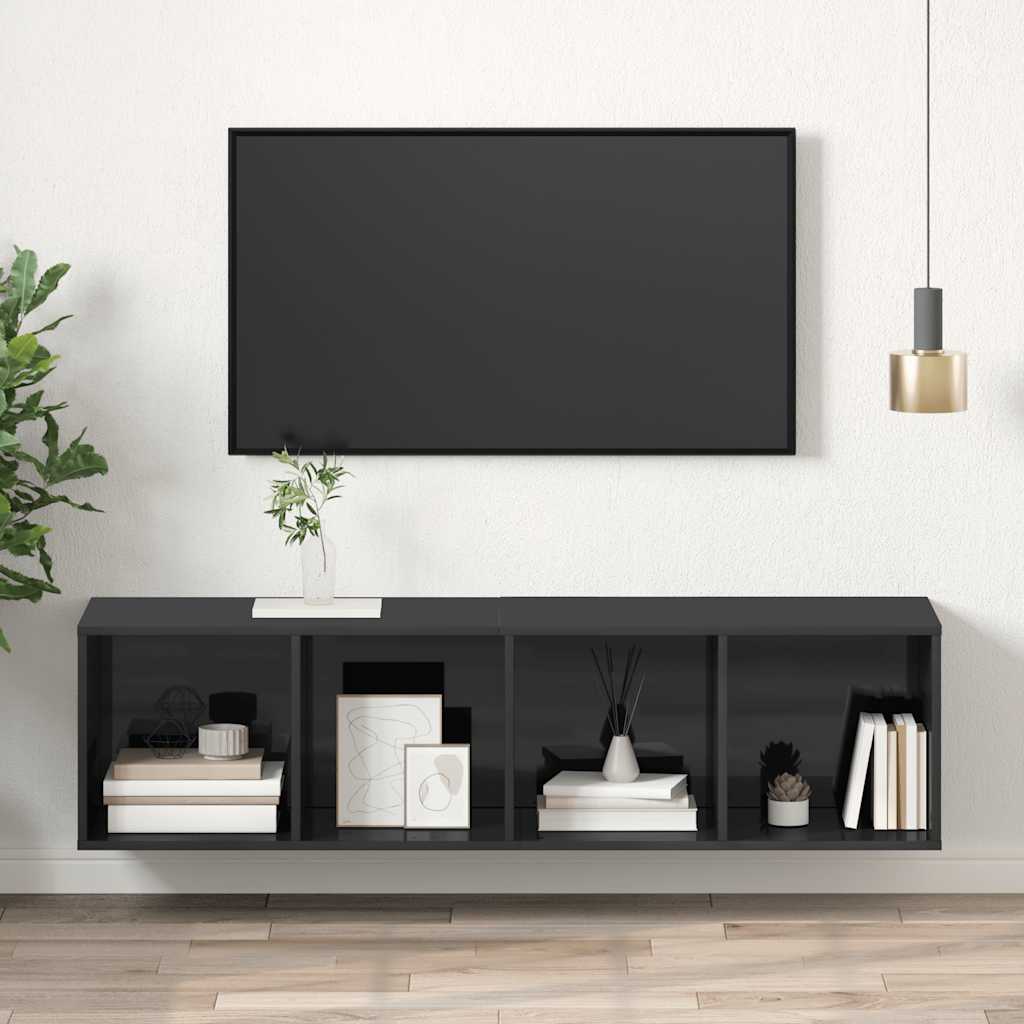 Hochglanz Grau TV-Wandschrank 37x37x142,5 cm