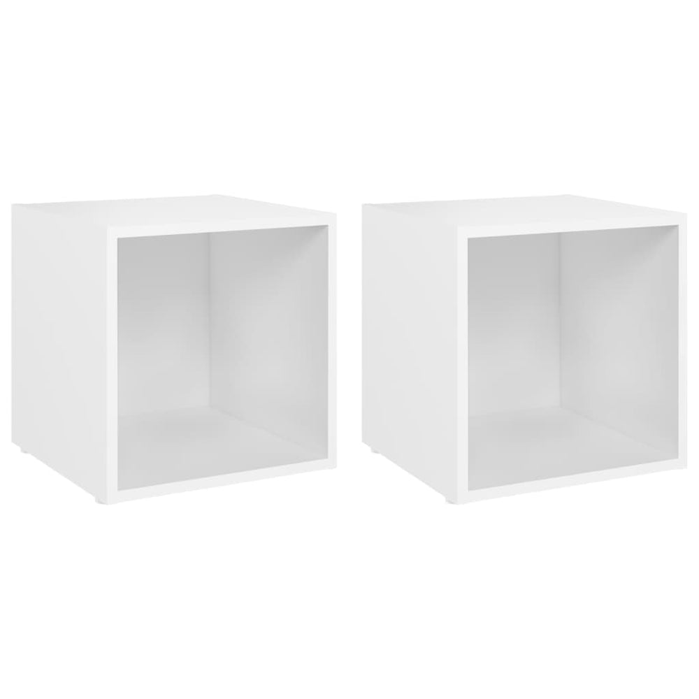 vidaXL Meubles TV 2 pcs Blanc 37x35x37 cm Bois d'ingénierie