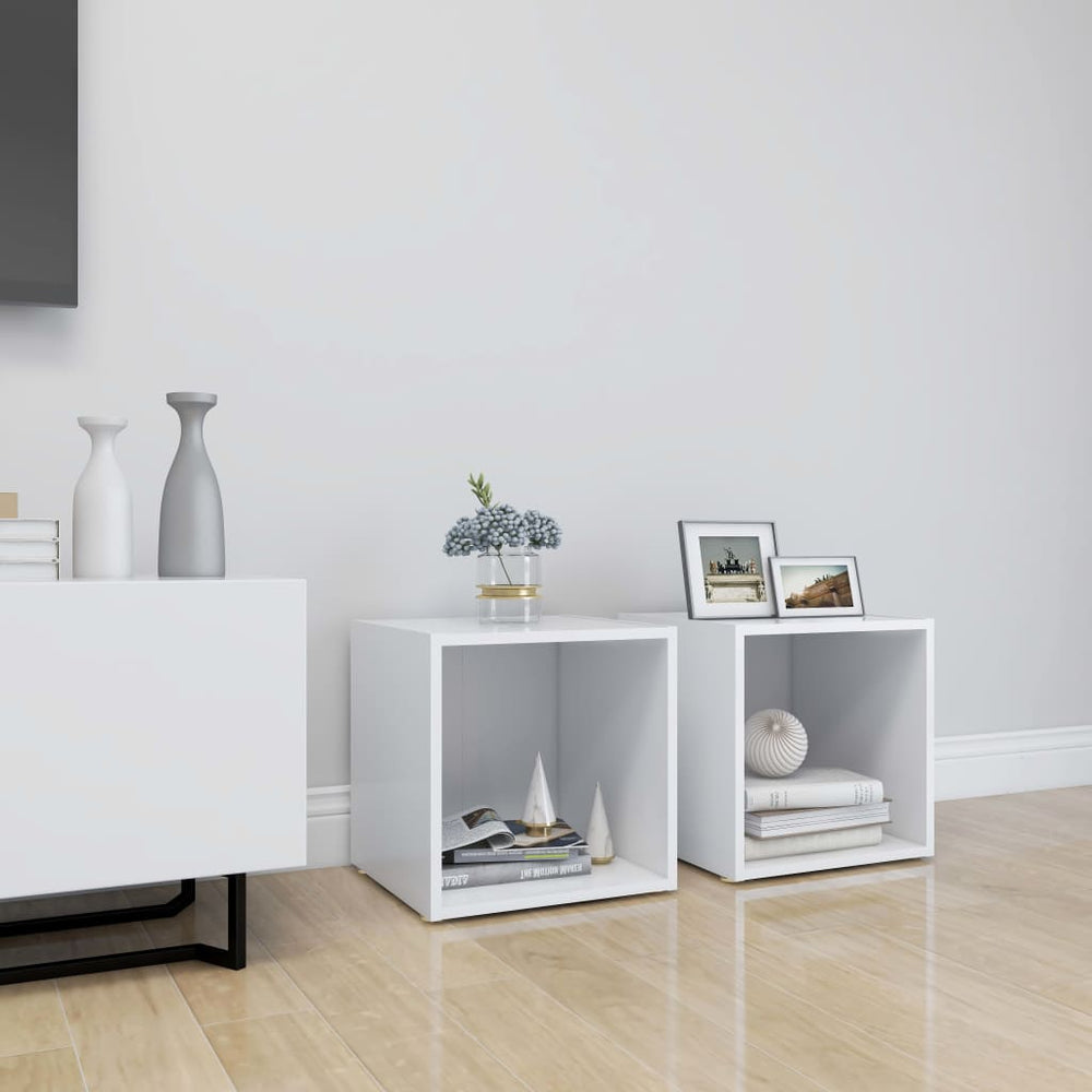 vidaXL Meubles TV 2 pcs Blanc 37x35x37 cm Bois d'ingénierie
