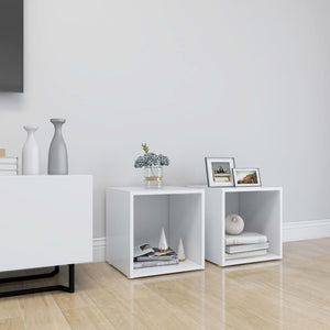Weiße TV-Schränke, 2er Set