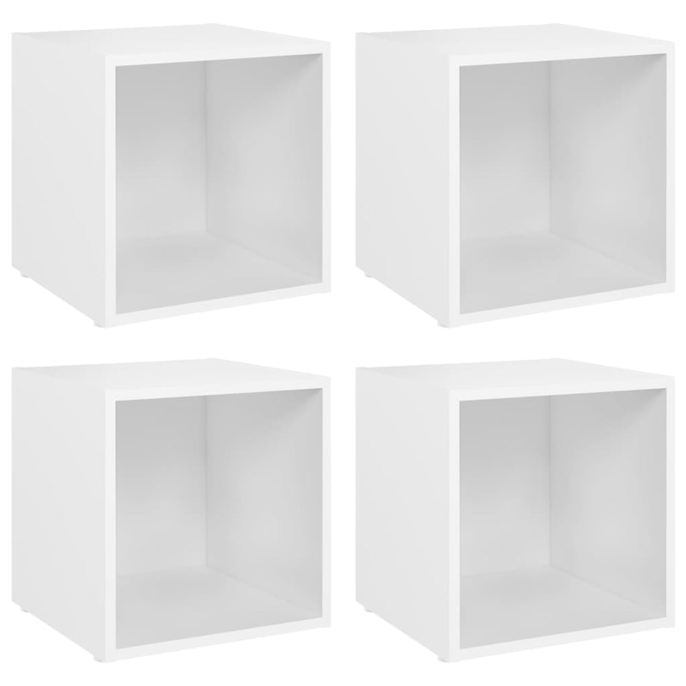 vidaXL Meubles TV 4 pcs Blanc 37x35x37 cm Bois d'ingénierie