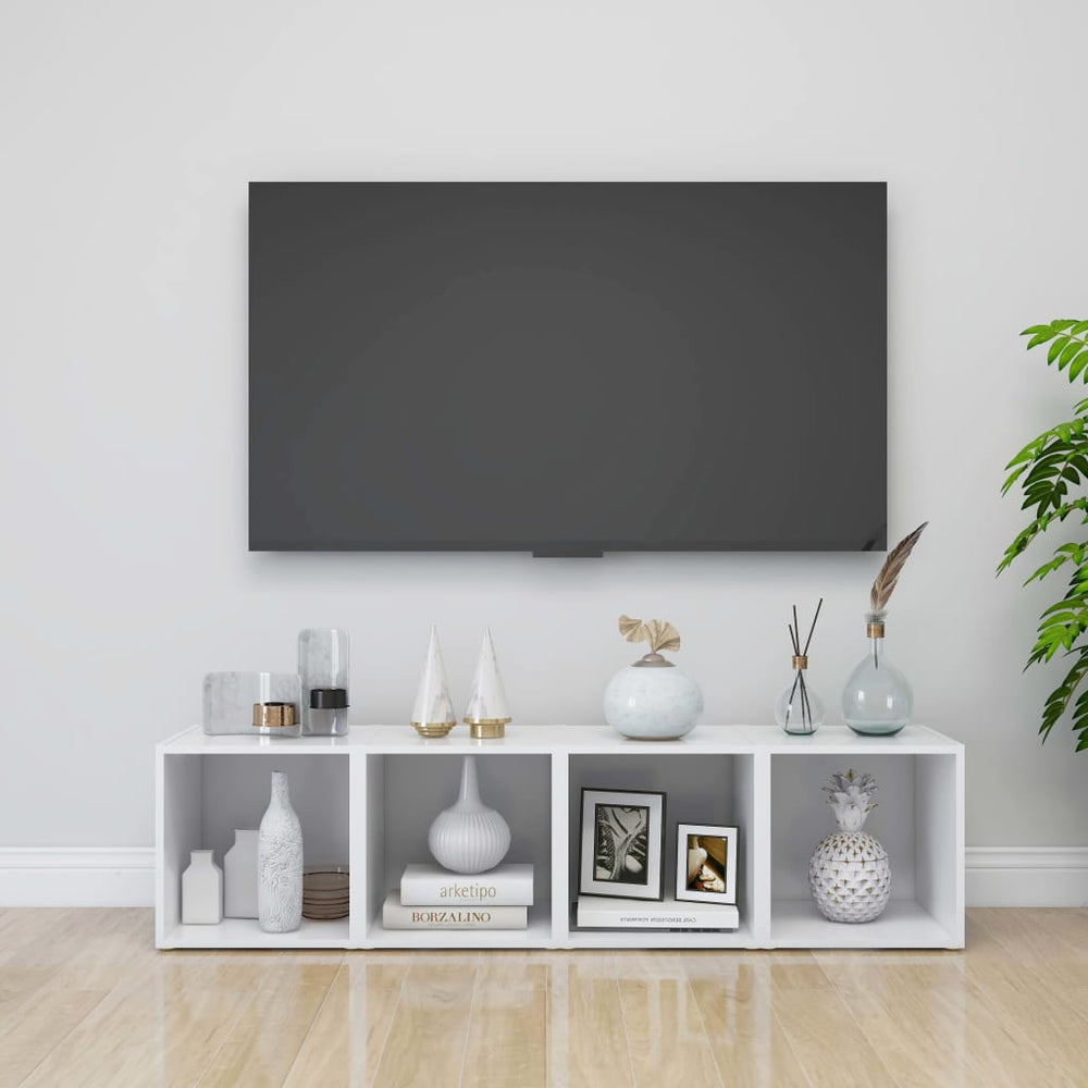 vidaXL Meubles TV 4 pcs Blanc 37x35x37 cm Bois d'ingénierie