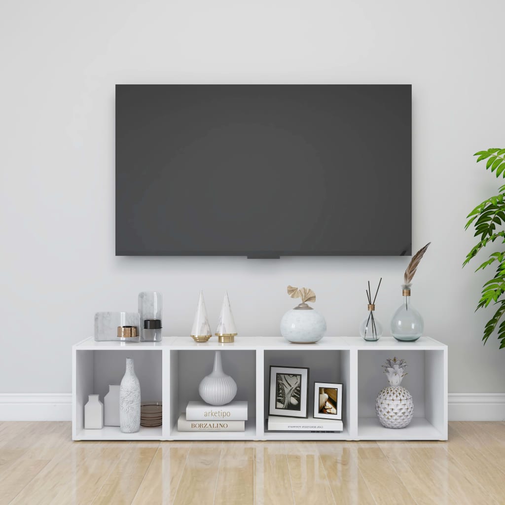 Weiße TV-Schränke, 4er Set