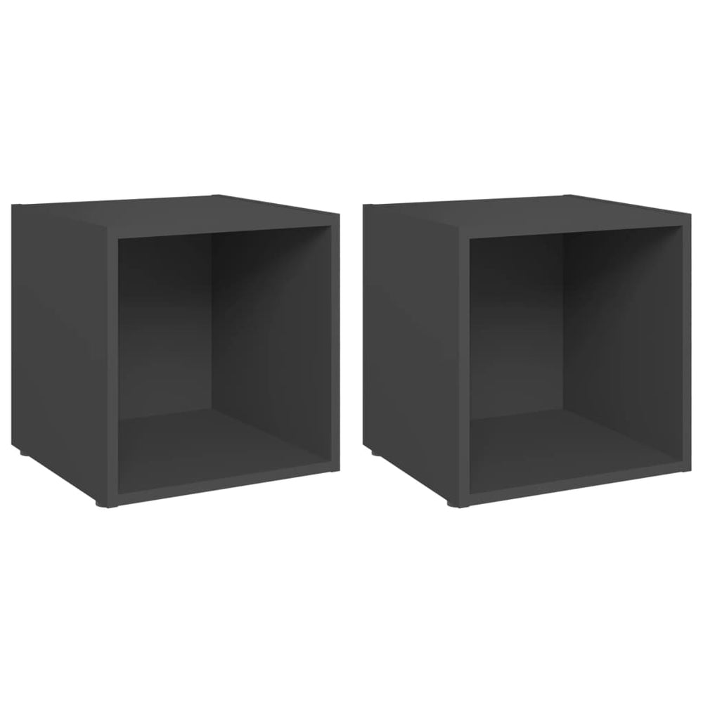 vidaXL Meubles TV 2 pcs Gris 37x35x37 cm Aggloméré