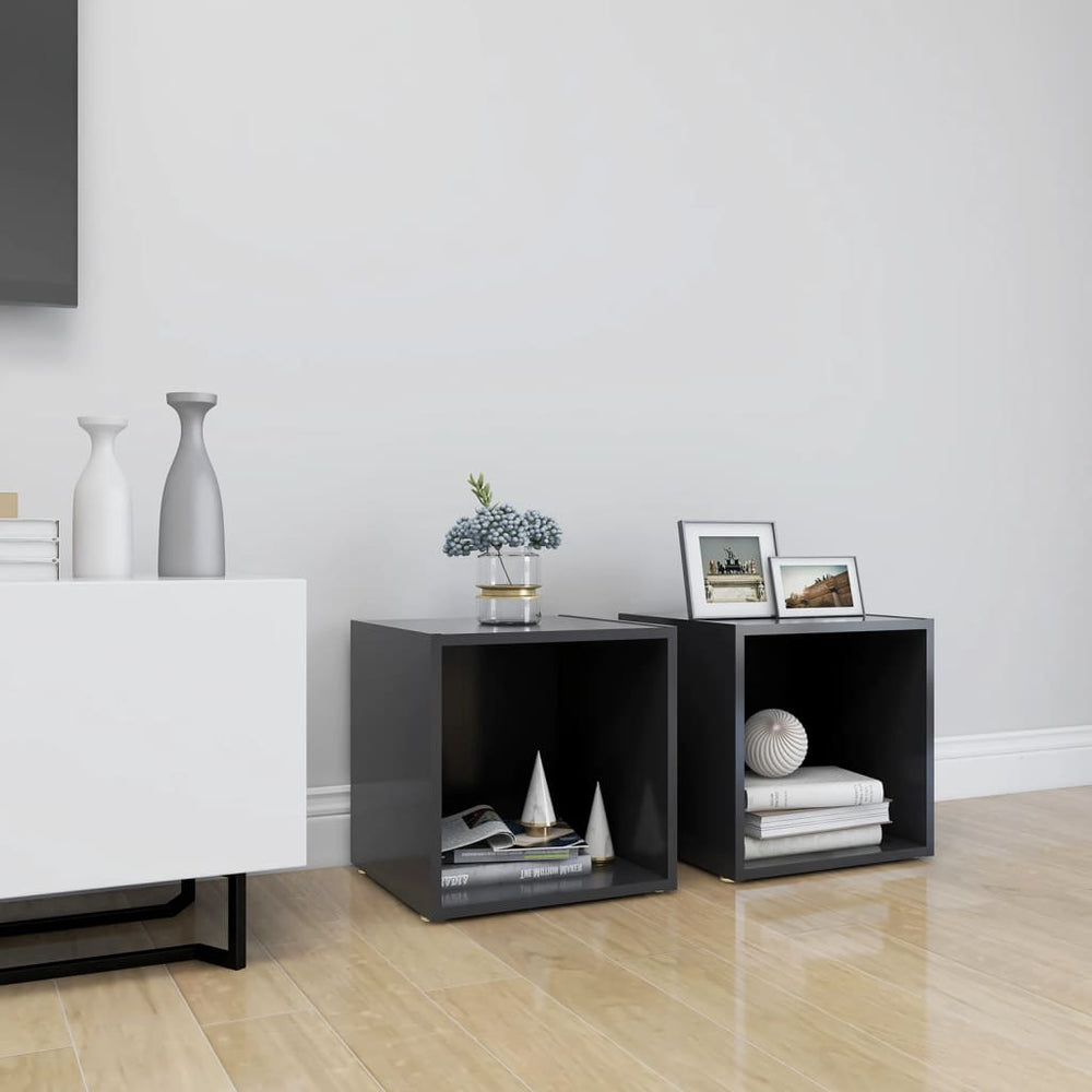 vidaXL Meubles TV 2 pcs Gris 37x35x37 cm Aggloméré
