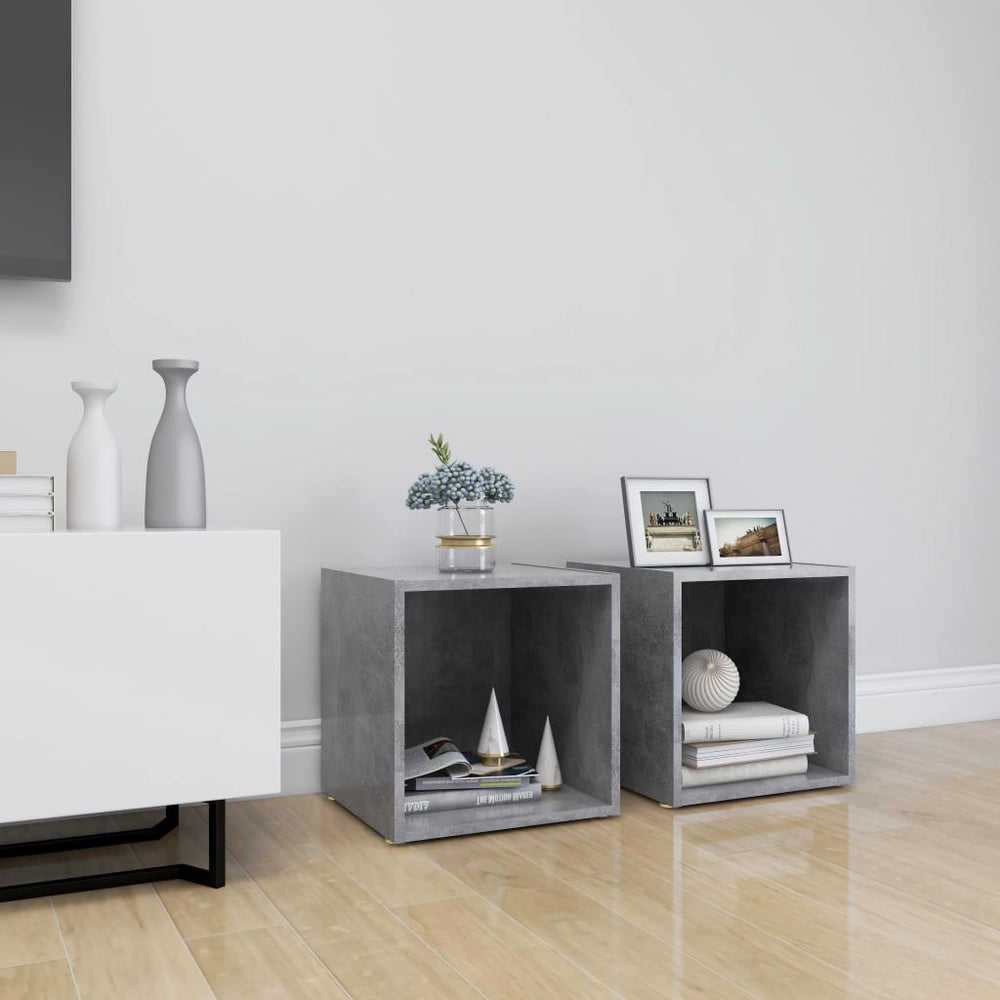 vidaXL Meubles TV 2 pcs Gris béton 37x35x37 cm Bois d'ingénierie
