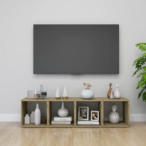 TV-Schrank Weiß Sonoma-Eiche 37x35x37 cm