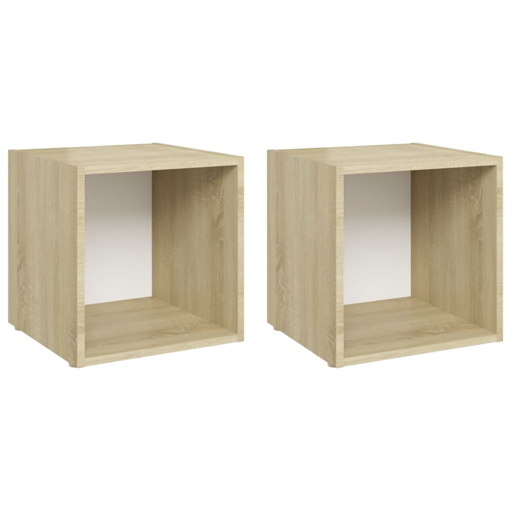 vidaXL Meubles TV 2 pcs Blanc Chêne Sonoma 37x35x37 cm Bois d'ingénierie