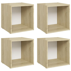 vidaXL Meubles TV 4 pcs Blanc Chêne Sonoma 37x35x37 cm Bois d'ingénierie