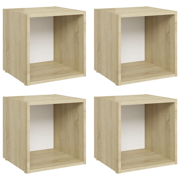 vidaXL Meubles TV 4 pcs Blanc Chêne Sonoma 37x35x37 cm Bois d'ingénierie