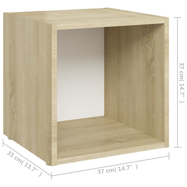 vidaXL Meubles TV 4 pcs Blanc Chêne Sonoma 37x35x37 cm Bois d'ingénierie