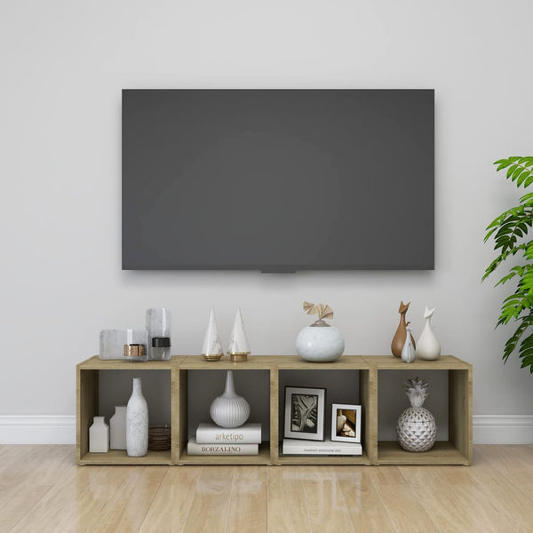 vidaXL Meubles TV 4 pcs Blanc Chêne Sonoma 37x35x37 cm Bois d'ingénierie