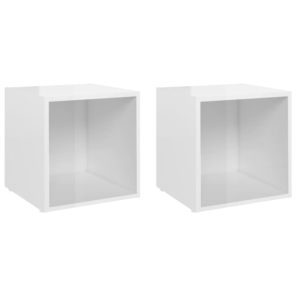 TV-Schränke Weiß Hochglanz, 2er Set