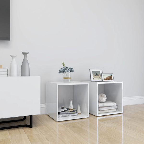TV-Schränke Weiß Hochglanz, 2er Set