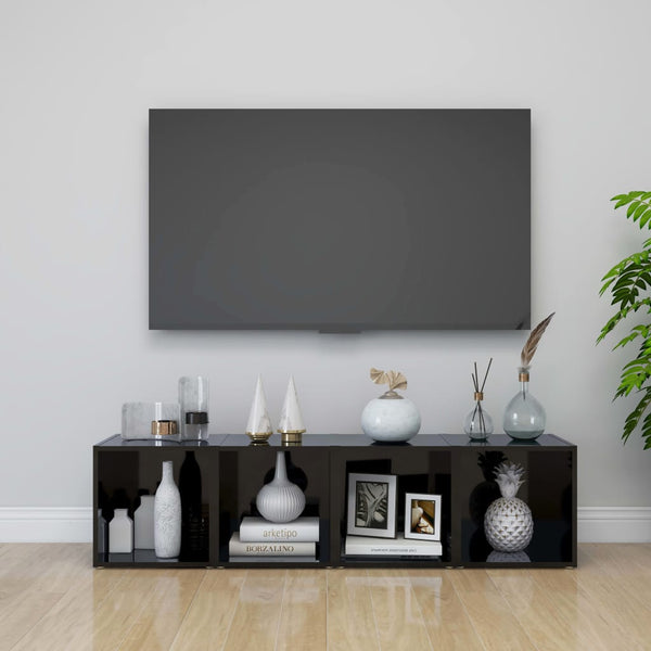 TV-Schrank Schwarz Hochglanz 37x35x37 cm