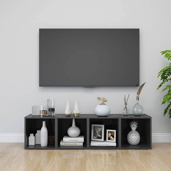 TV-Schränke Hochglanz Grau, 2er Set