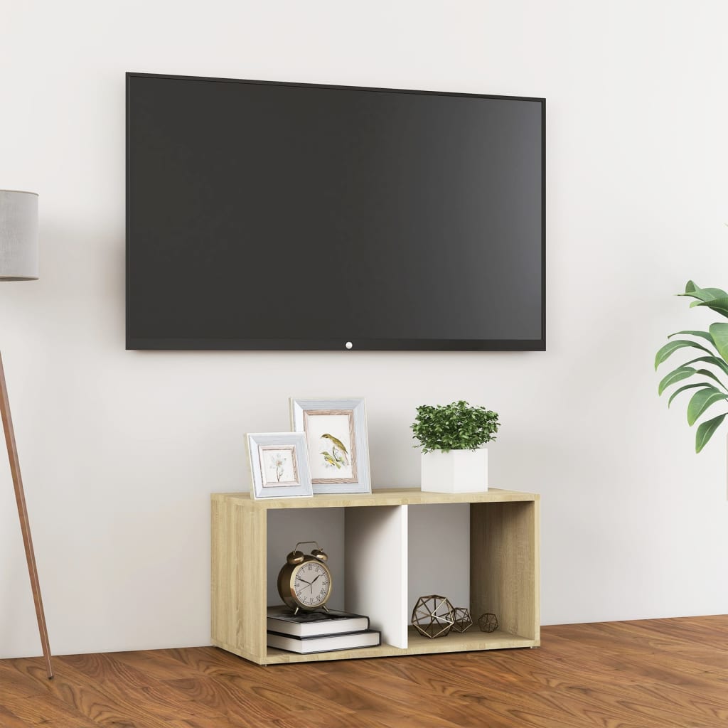 TV-Schrank Weiß Sonoma-Eiche 72 cm