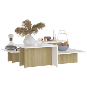 Couchtisch-Set Sonoma Eiche & Weiß