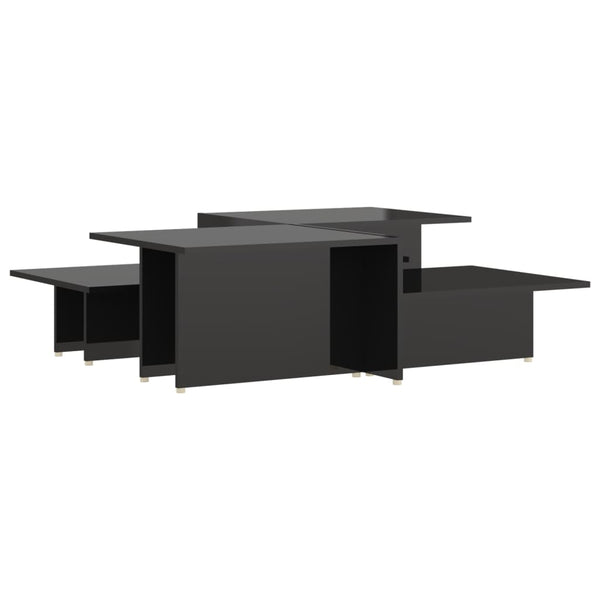 Couchtisch Set, 2-teilig, Schwarz Hochglanz