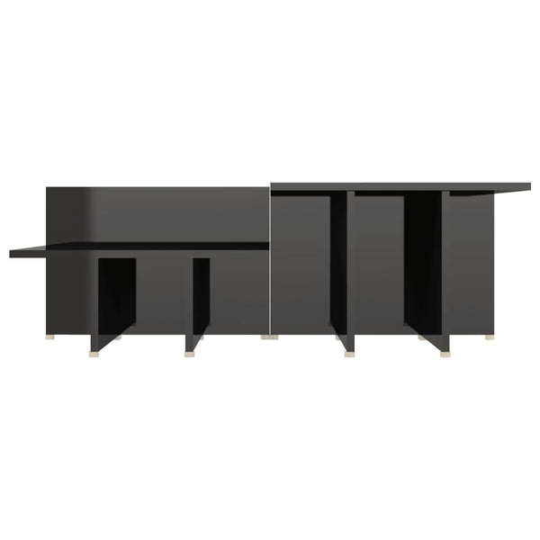 Couchtisch Set, 2-teilig, Schwarz Hochglanz
