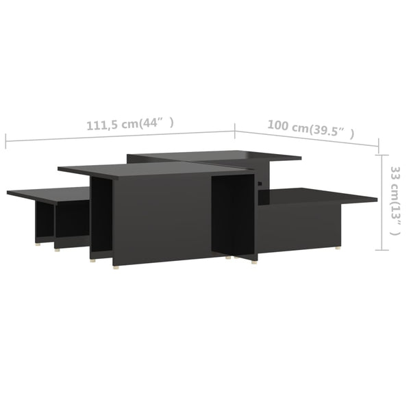 Couchtisch Set, 2-teilig, Schwarz Hochglanz