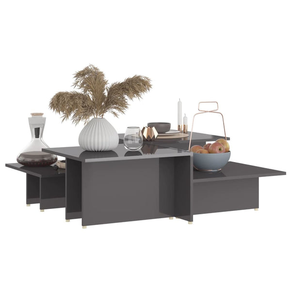 Hochglanz Couchtische Grau, 2er Set