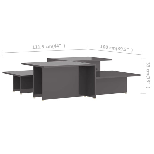 Hochglanz Couchtische Grau, 2er Set