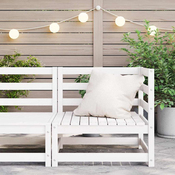 Garten Ecksofa Weiß Kiefer Massivholz