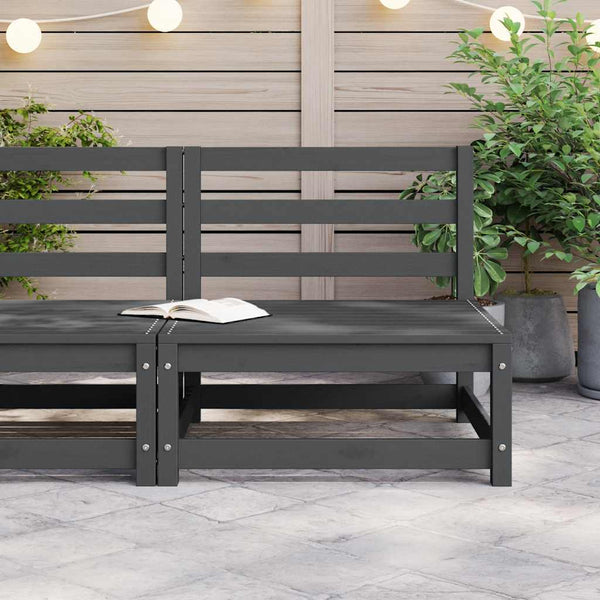 Garten Mittelsofa Grau Kiefer Massivholz
