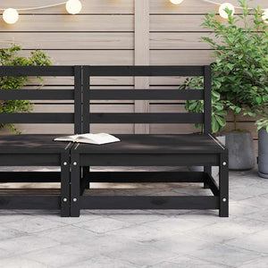 Schwarzes Garten Mittelsofa Kiefer Massivholz