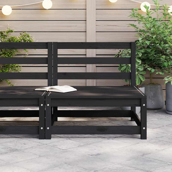 Schwarzes Garten Mittelsofa Kiefer Massivholz
