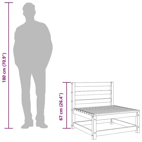 Schwarzes Garten Mittelsofa Kiefer Massivholz