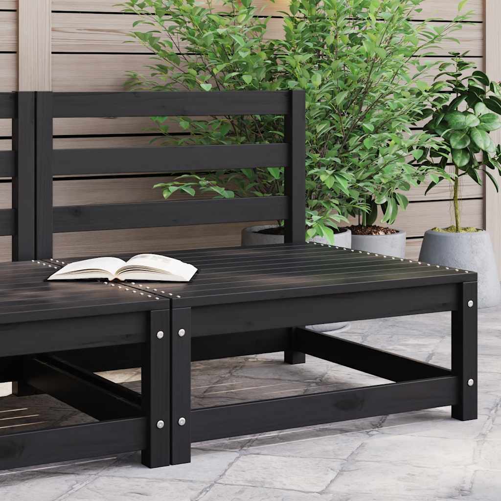 Schwarzes Garten Mittelsofa Kiefer Massivholz