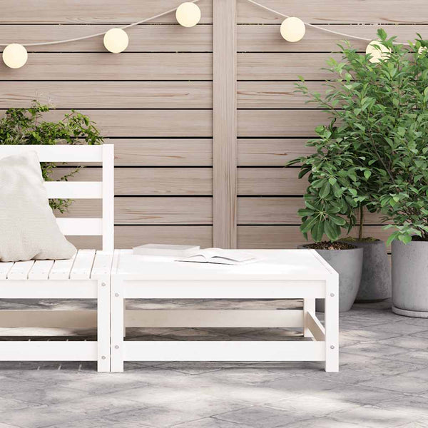 Gartenhocker Kiefer Massivholz Weiß 70x70 cm