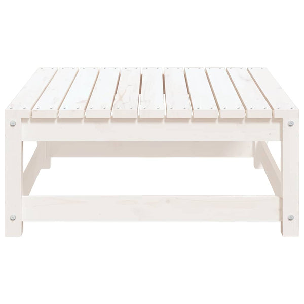 Gartenhocker Kiefer Massivholz Weiß 70x70 cm