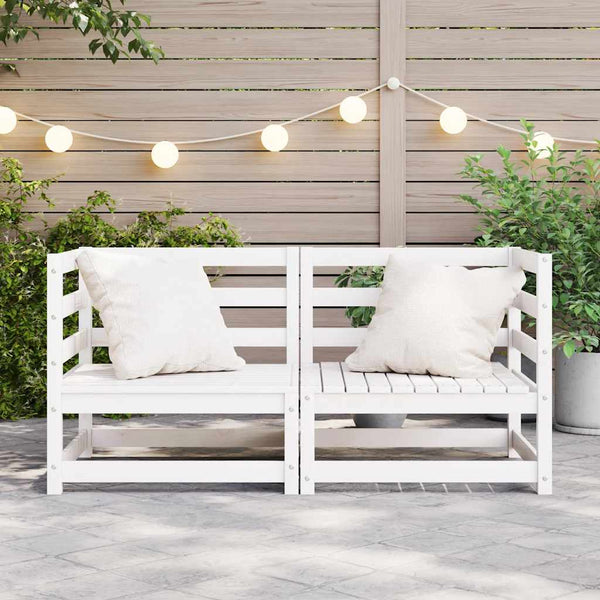 vidaXL Garden Corner Sofas 2 pcs White Solid Pine Wood