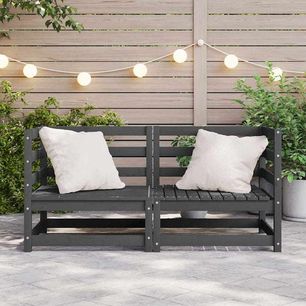 vidaXL Garden Corner Sofas 2 pcs. Grey Solid Pine Wood