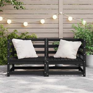 vidaXL Garden Corner Sofas 2 pcs. Black Solid Pine Wood