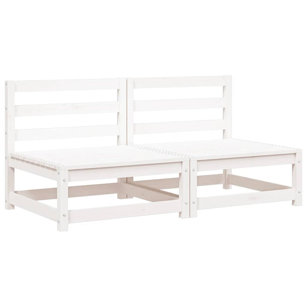 Garten Mittelsofas 2er Set Kiefer Massivholz Weiß