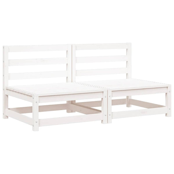 Garten Mittelsofas 2er Set Kiefer Massivholz Weiß