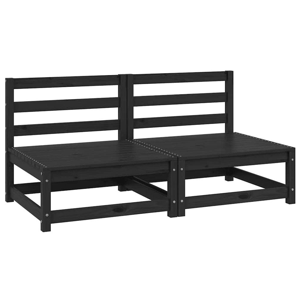 Garten Mittelsofa 2er Set Kiefer Schwarz